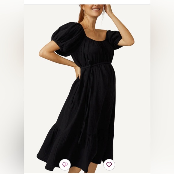 A Pea in the Pod MAMA CLOUD MUSLIN PUFF SLEEVE MATERNITY DRESS - Picture 5 of 6